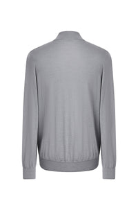 Pull à col montant en cachemire et soie - Soft Grey
