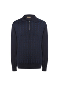 Pull à manches longues en cachemire et soie - Dark Navy
