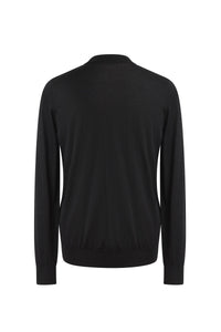 Cashmere and silk stand-up collar jumper - Black