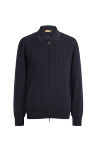 Gilet à zip en laine - Dark Navy