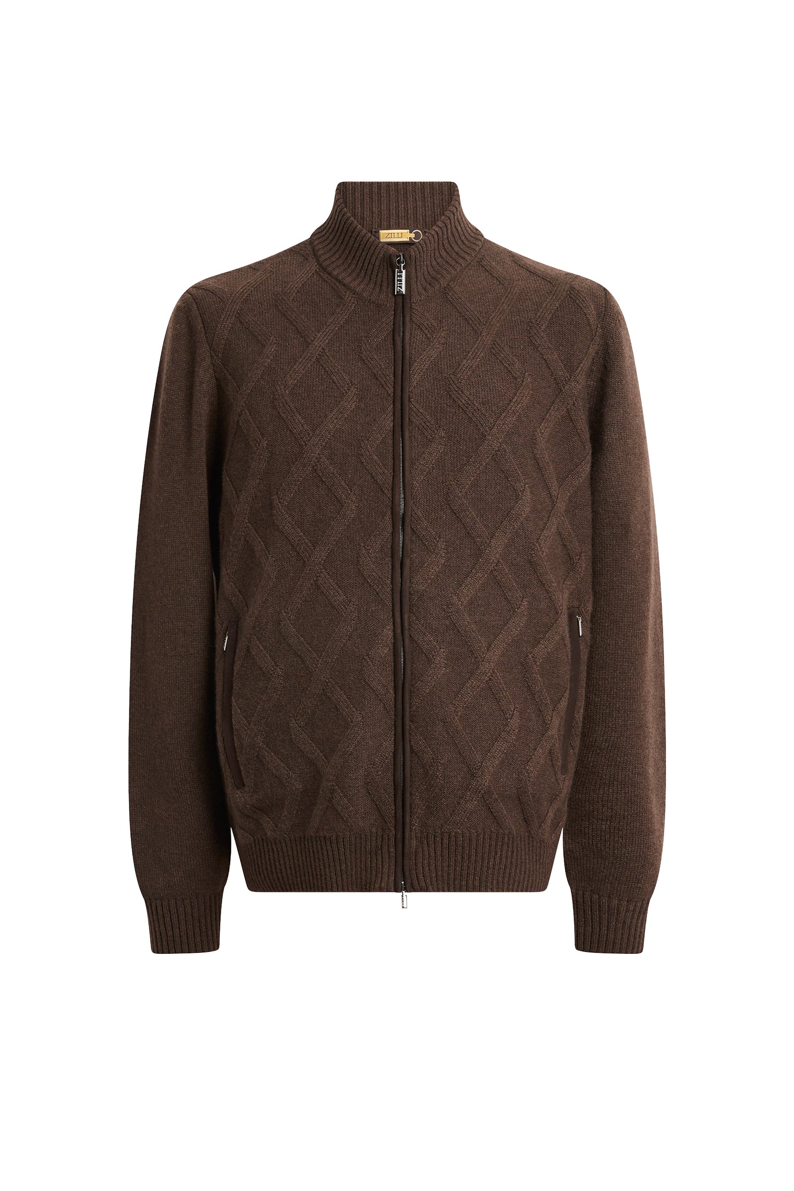 Cashmere zip cardigan - Coffee