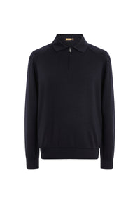 Pull à zip en laine - Dark Navy