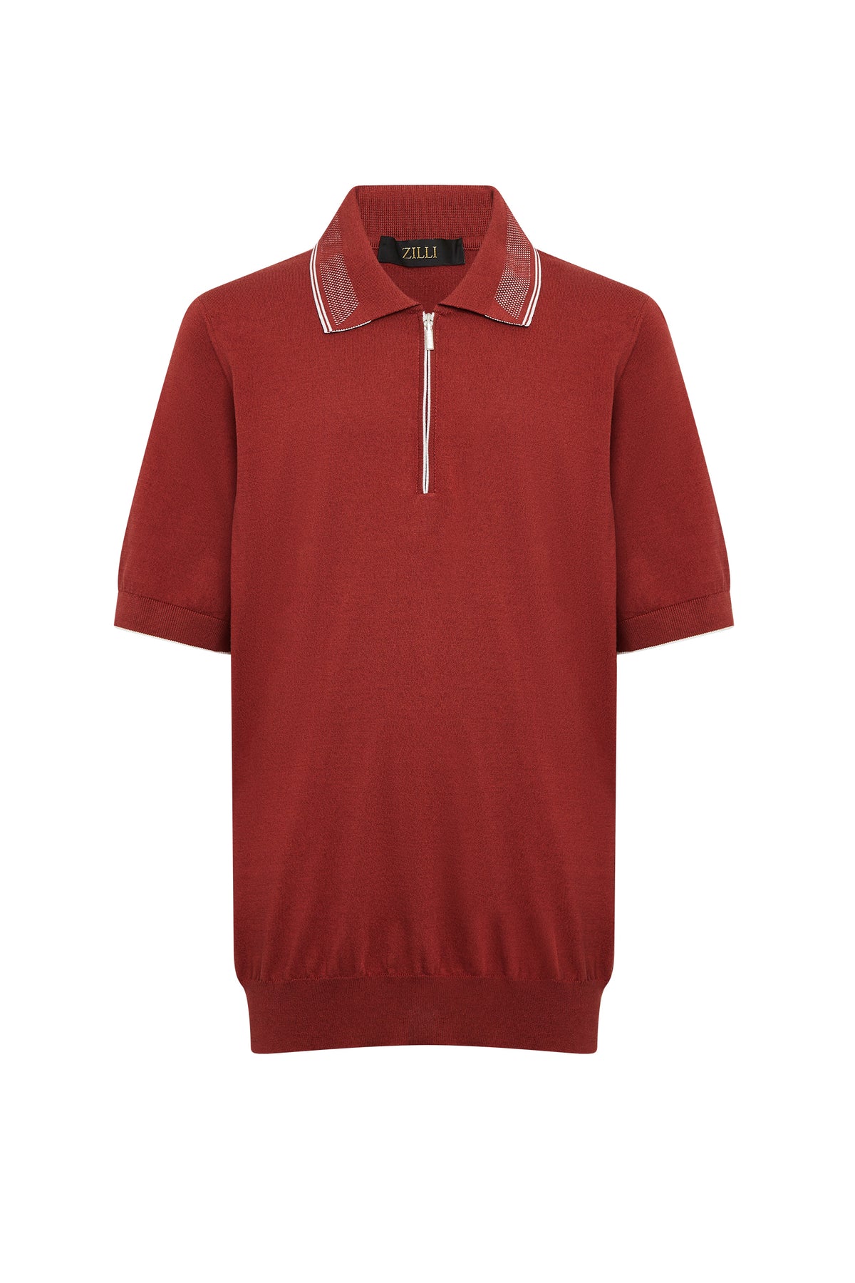 Polo zippé à logo et manches courtes - Rouge