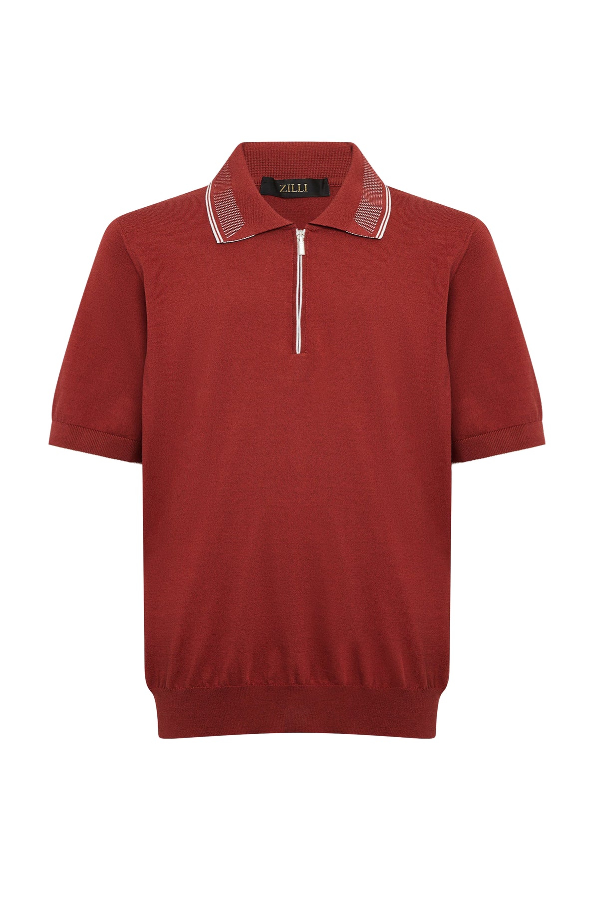 Polo zippé à logo et manches courtes - Rouge