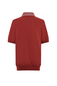 Polo zippé à logo et manches courtes - Rouge