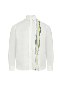 Chemise à motifs en lin - Blanc