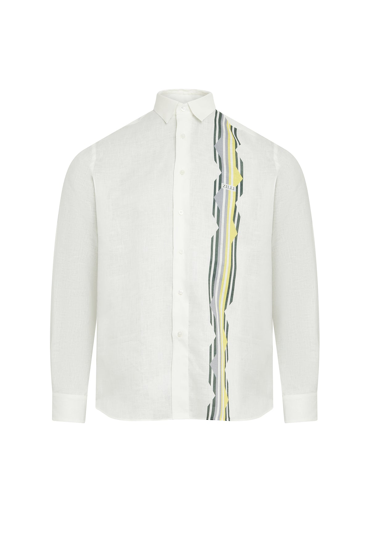 Chemise à motifs en lin - Blanc