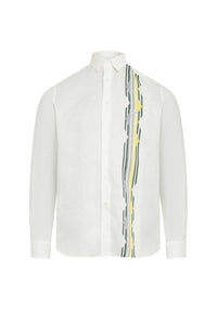 Chemise à motifs en lin - Blanc
