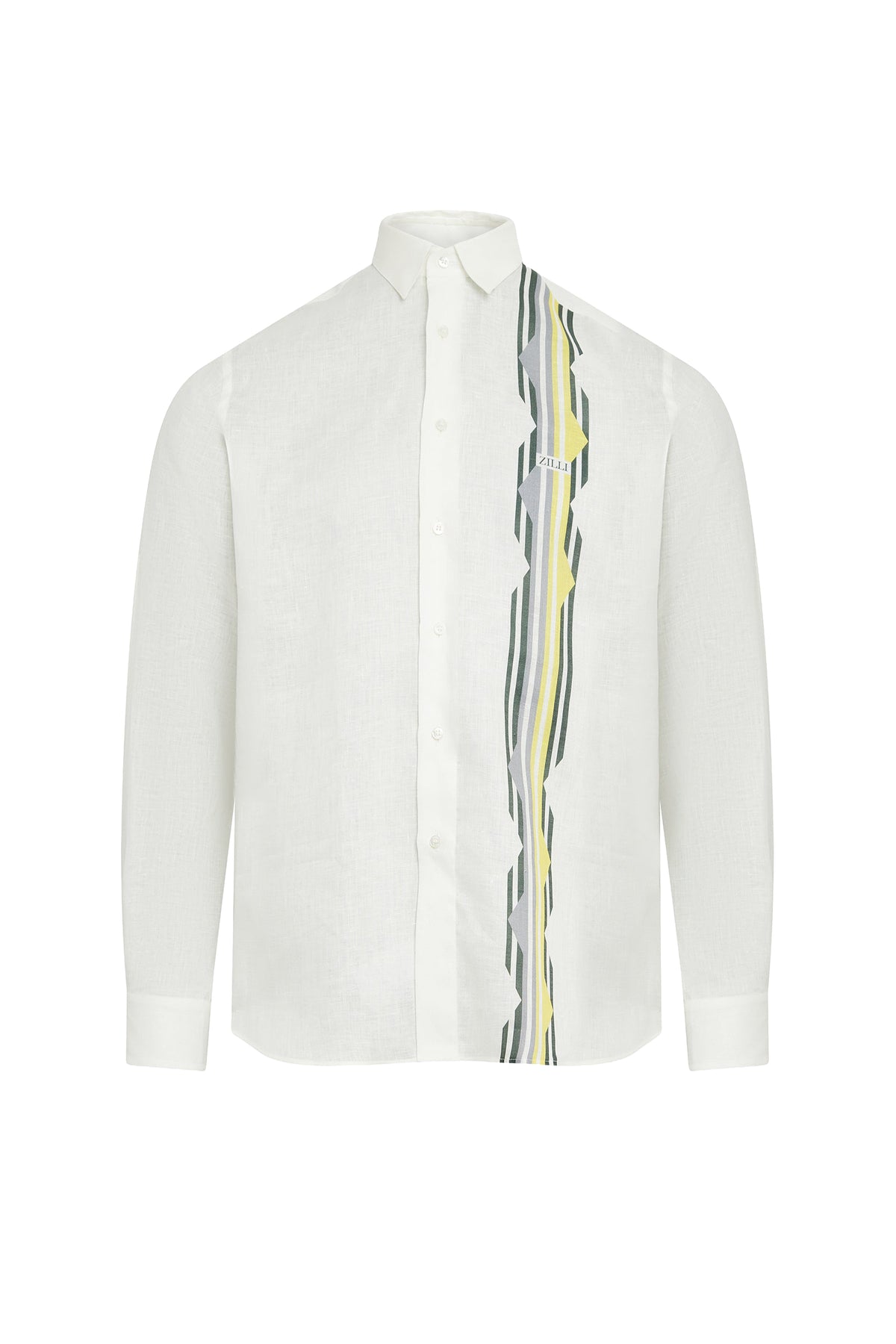 Chemise à motifs en lin - Blanc