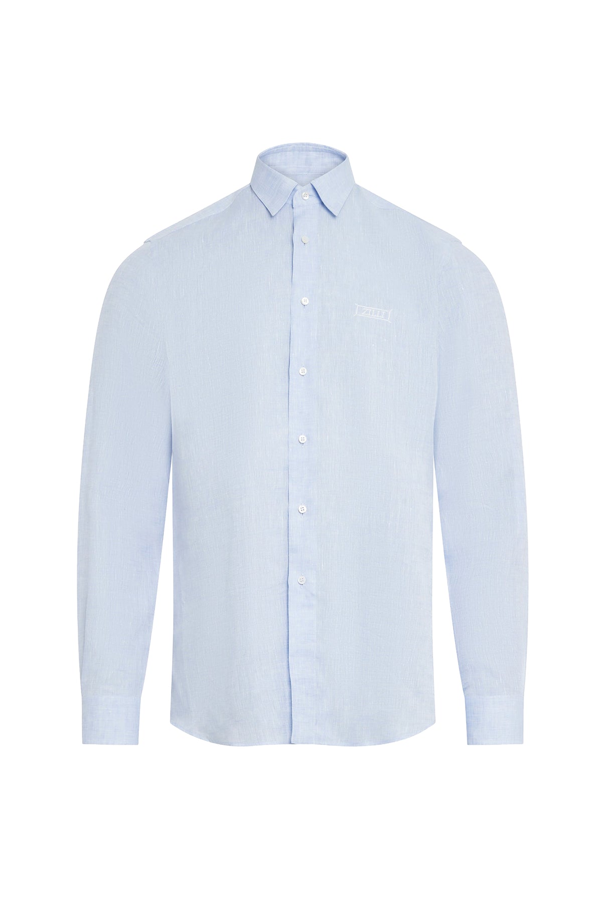 Chemise à logo en lin - Bleu