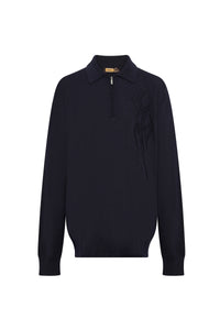 Polo zippé à manches courtes en cachemire - No color