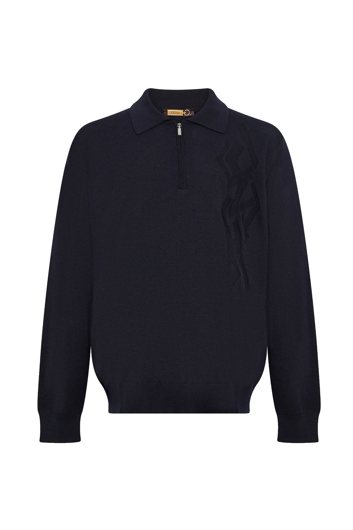 Zip-up polo shirt with logo, made from a cashmere and silk blend - Black