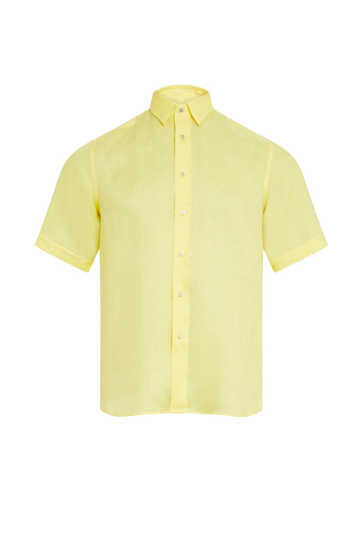 Chemise à manches courtes en lin - Jaune