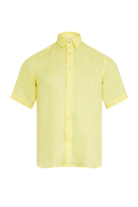 Chemise à manches courtes en lin - Jaune