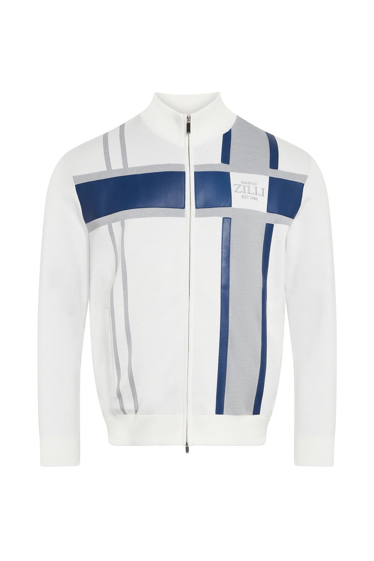 Pull à col montant zippé en cuir précieux - No color
