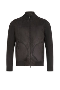 Cardigan à col montant et fermeture éclair en laine - Black