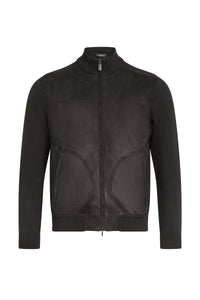 Cardigan à col montant en laine et soie - Black