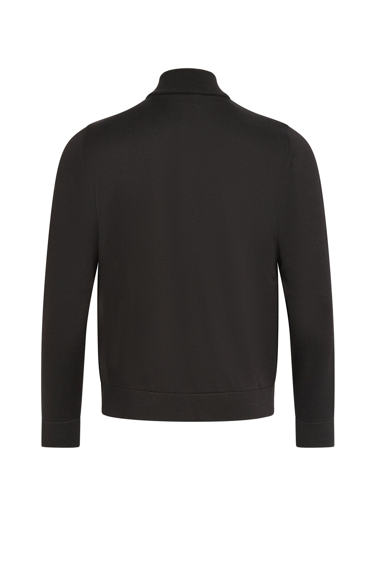 Cardigan à col montant et fermeture éclair en laine - Black