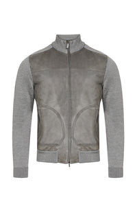Cardigan à col montant et fermeture éclair en laine - Soft Grey