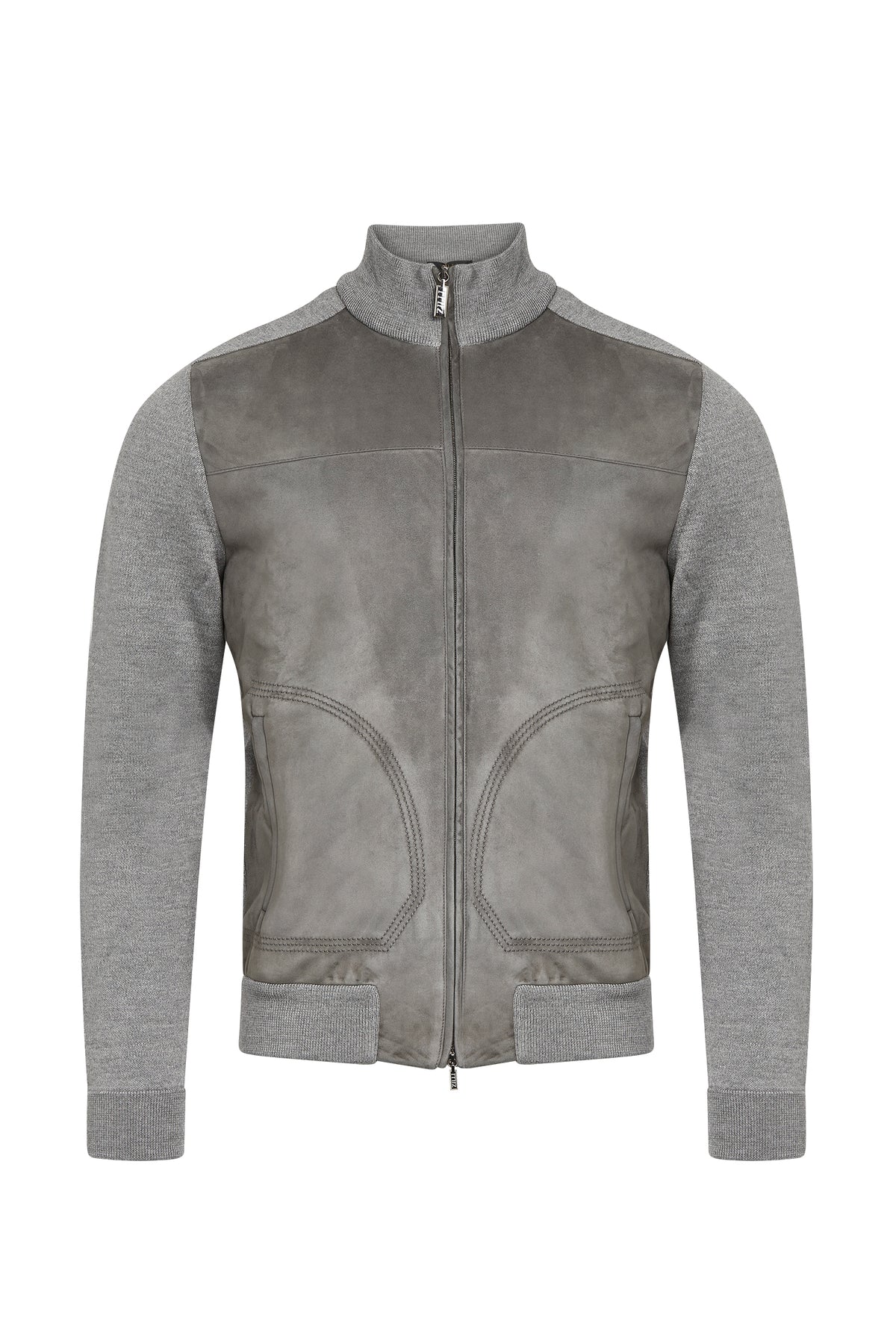 Cardigan à col montant et fermeture éclair en laine - Soft Grey