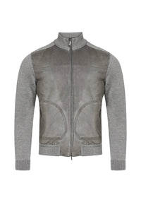 Cardigan à col montant en laine et soie - Soft Grey