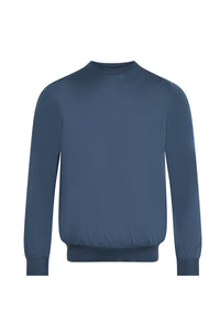 Pull à col rond à manches longues en cachemire - Smoke Blue