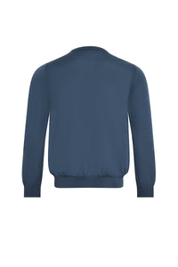 Pull à col rond à manches longues en cachemire - Smoke Blue