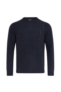 Pull à col rond à manches longues en cachemire - Dark Navy