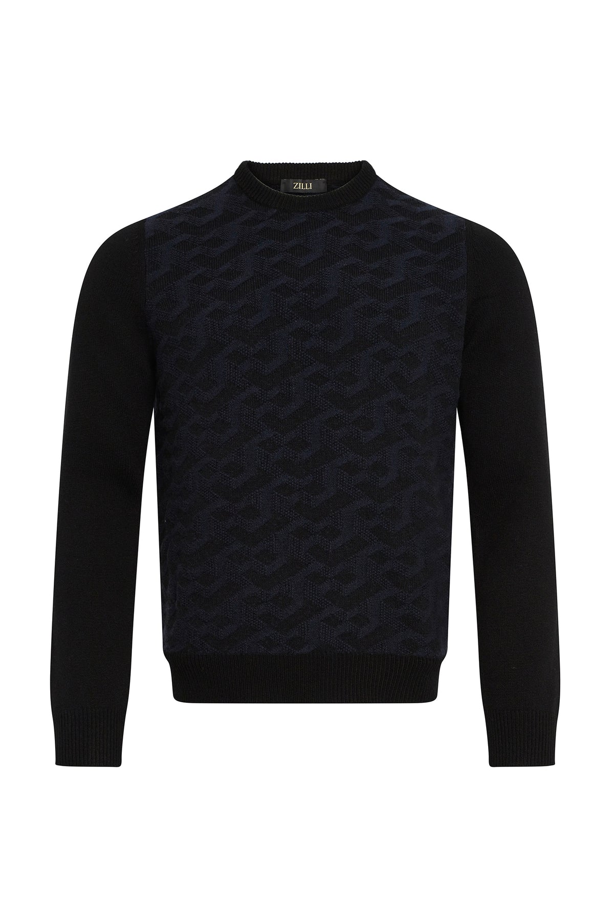 Pull à col rond à manches longues en cachemire - Black