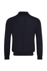 Polo à col zippé et manches longues en cachemire - Dark Navy