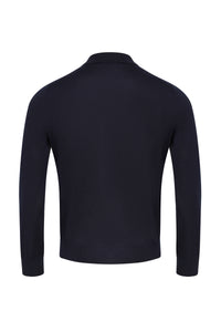 Polo à col zippé et manches longues en cachemire - Dark Navy
