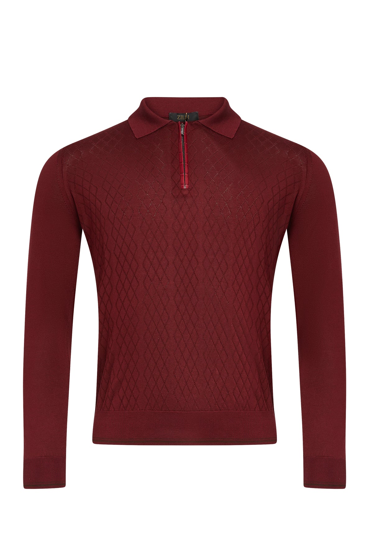 Polo à col zippé et manches longues en soie - Ruby