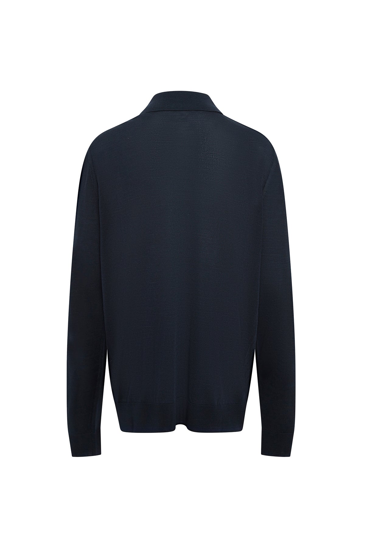 Polo à col zippé et manches longues en soie - Dark Navy