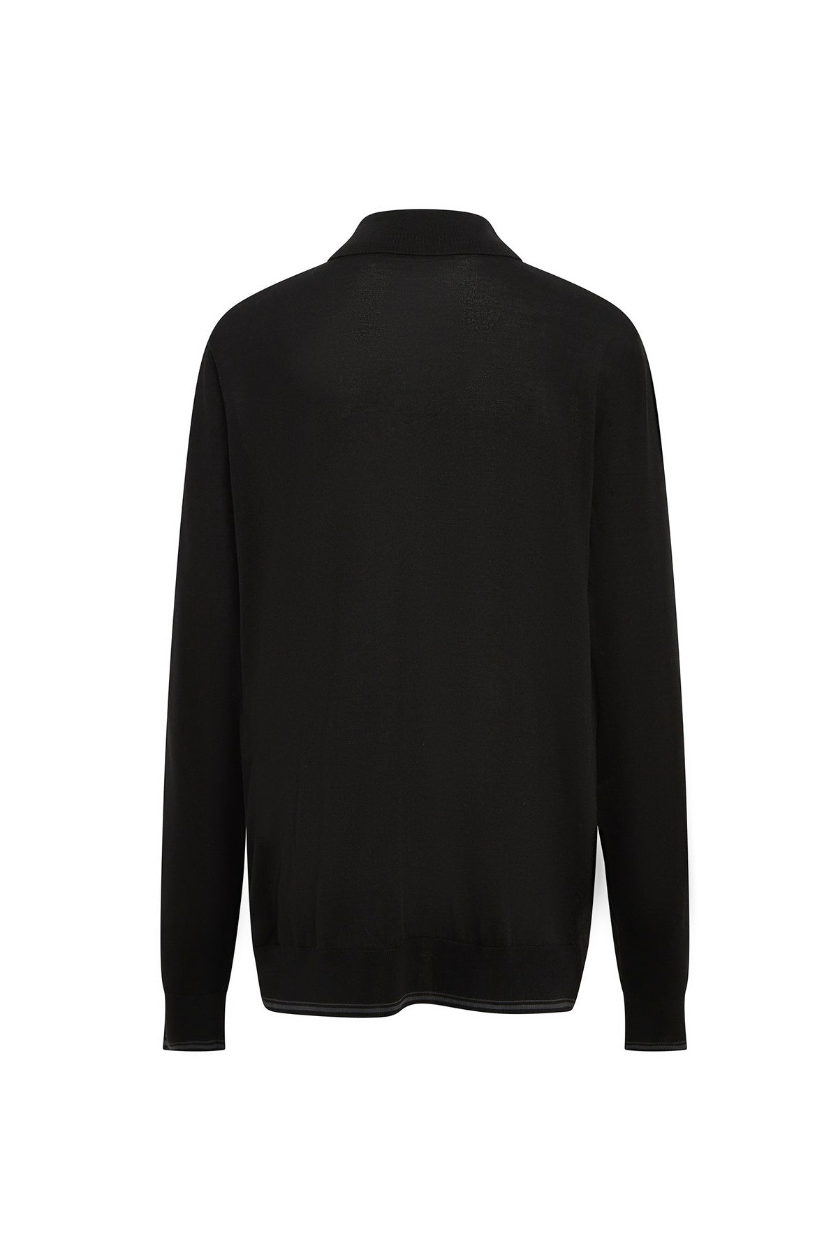 Polo à col zippé et manches longues en soie - Black