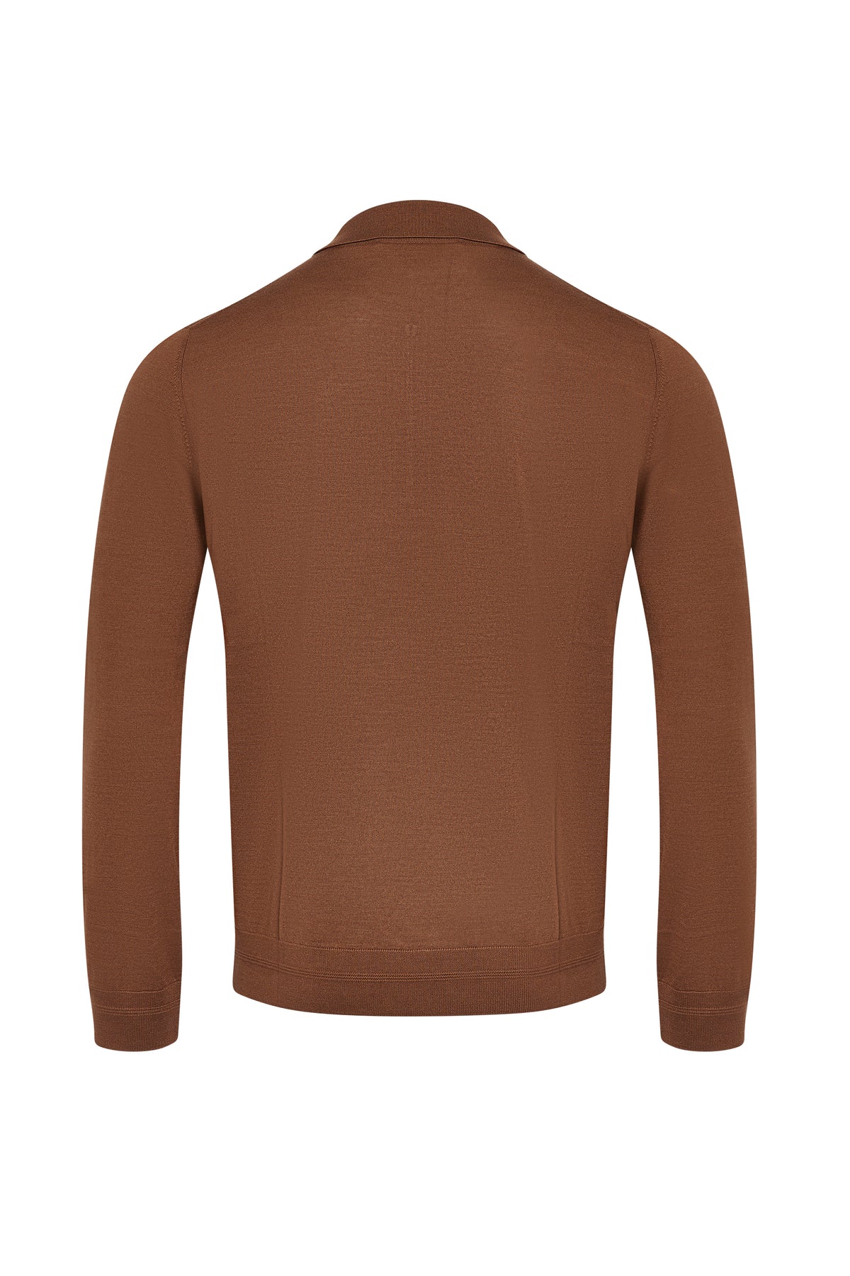 Polo à col zippé et manches longues en laine - Whiskey