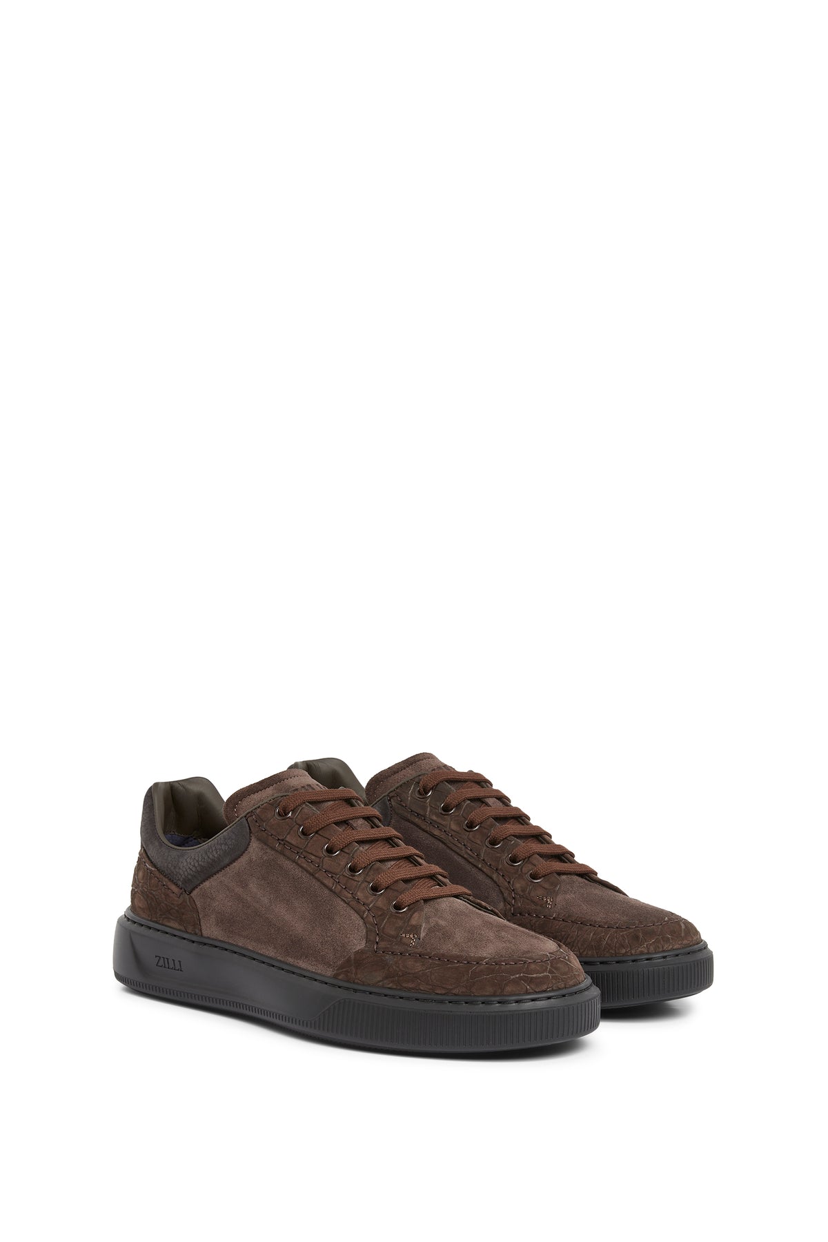 Sneakers basses en cuir - Brown