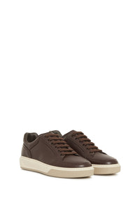 Sneakers basses en cuir précieux - Chocolate