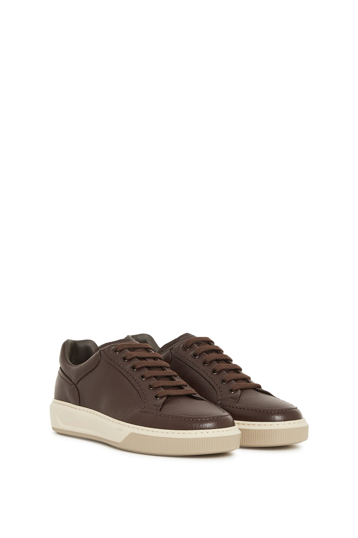 Sneakers basses en cuir précieux - Chocolate