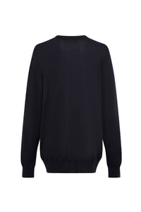 Pull à col rond en cachemire et soie mélangée - Dark Navy