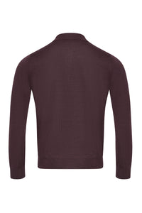 Polo à col zippé et manches longues en cachemire - Deep Cherry