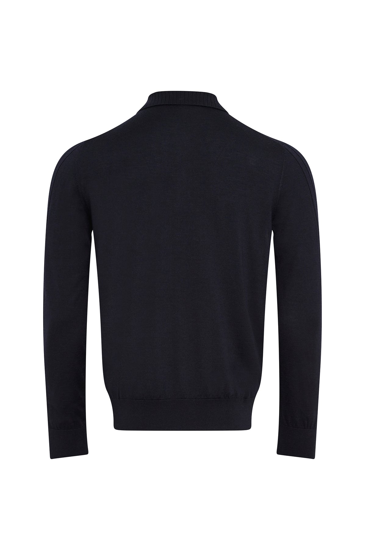 Polo à col zippé et manches longues en laine - Dark Navy