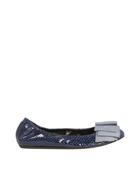 Ballerines avec nœud épais en cuir - Bleu Marine