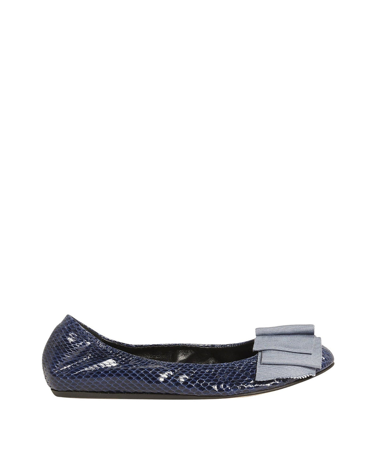 Ballerines avec nœud épais en cuir - Bleu Marine