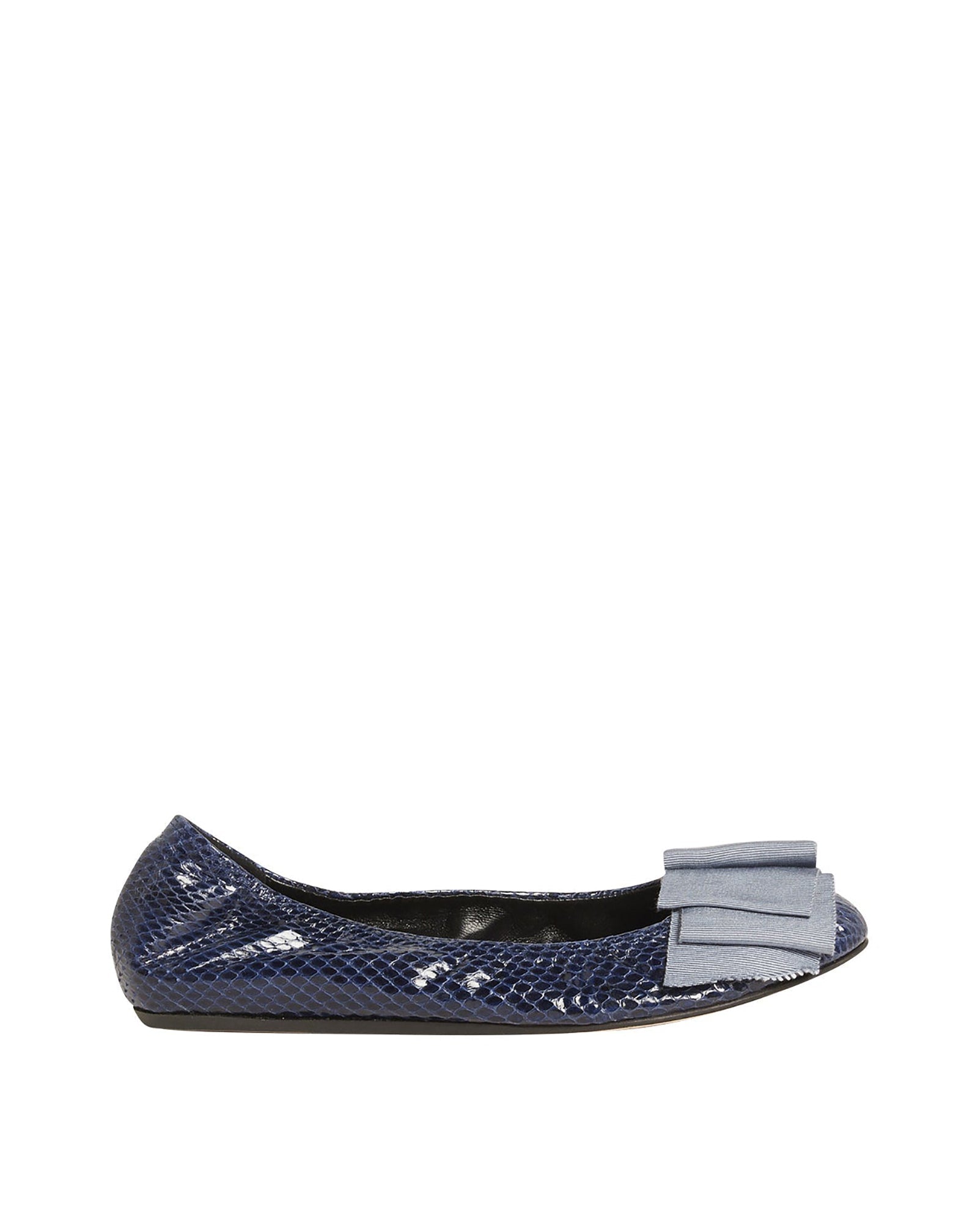 Ballerines avec nœud épais en cuir - Bleu Marine