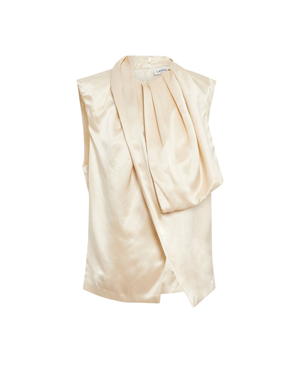 Blouse sans manches satinée en soie mélangée - Ecru