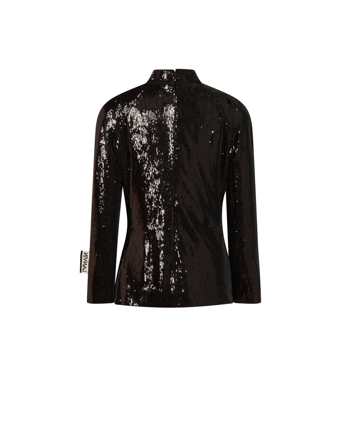 Top à col montant et paillettes - Noir