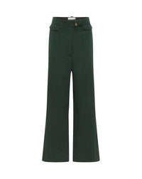 Pantalon droit en laine - Vert Sapin