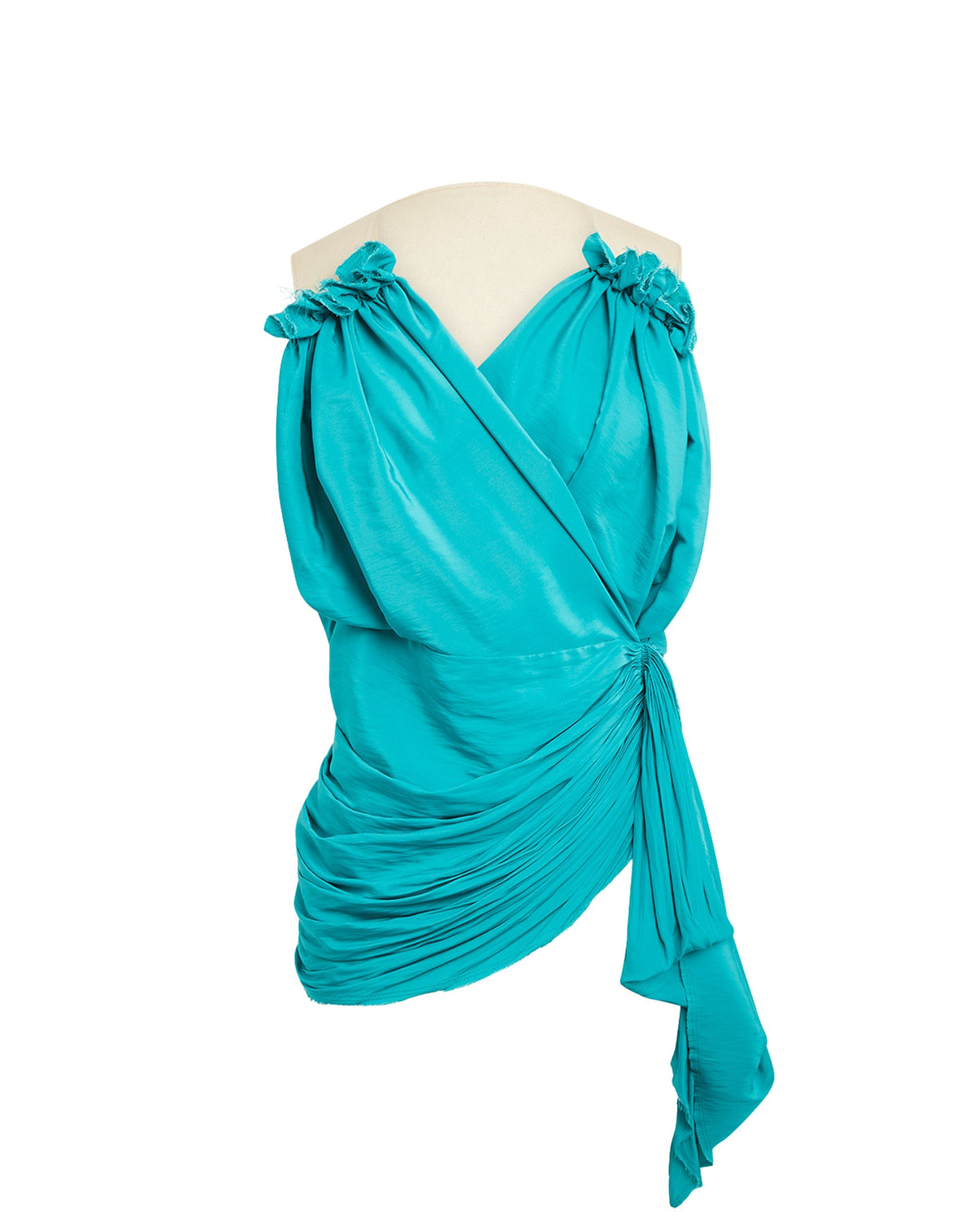 Blouse asymétrique à col rond - Turquoise