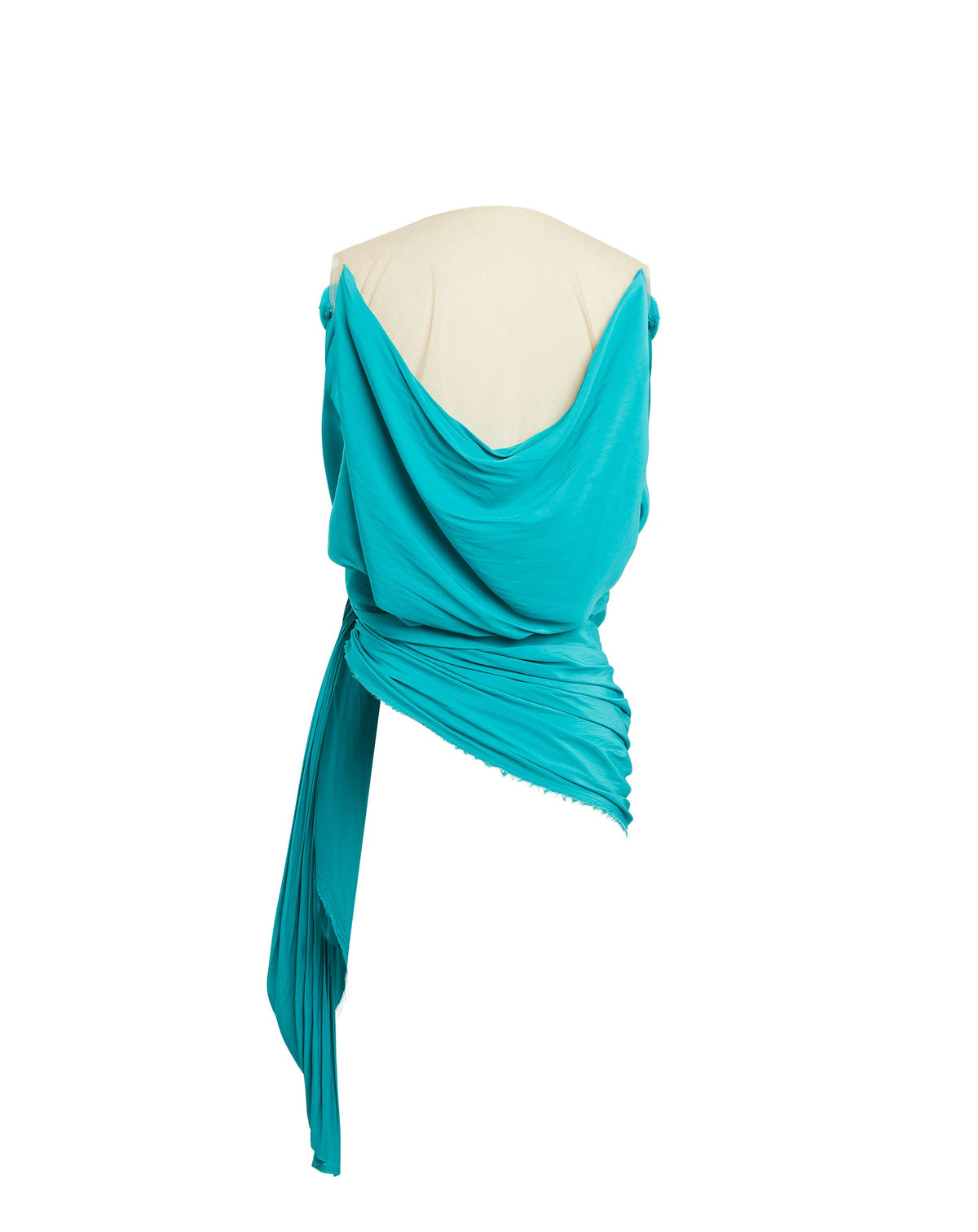 Blouse asymétrique à col rond - Turquoise
