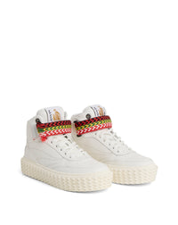Baskets hautes à laçets en cuir - Blanc